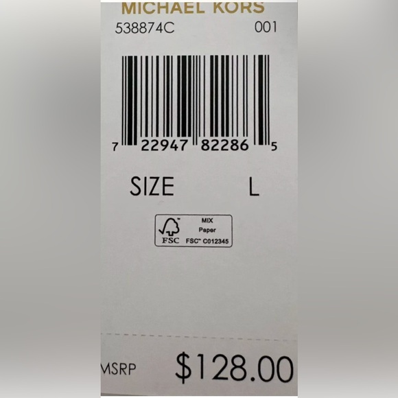 NWOT Michael Kors Leather Logo Gloves Large Mitten Black Fabric Retail $128 - Picture 6 of 6